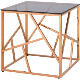 Журнальный стол Арт Деко 55x55 розовое золото, smoke